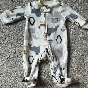 Newborn boys fleece footie pajama sleeper